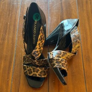 Franco Sarto Leopard Print Open Toe Heels